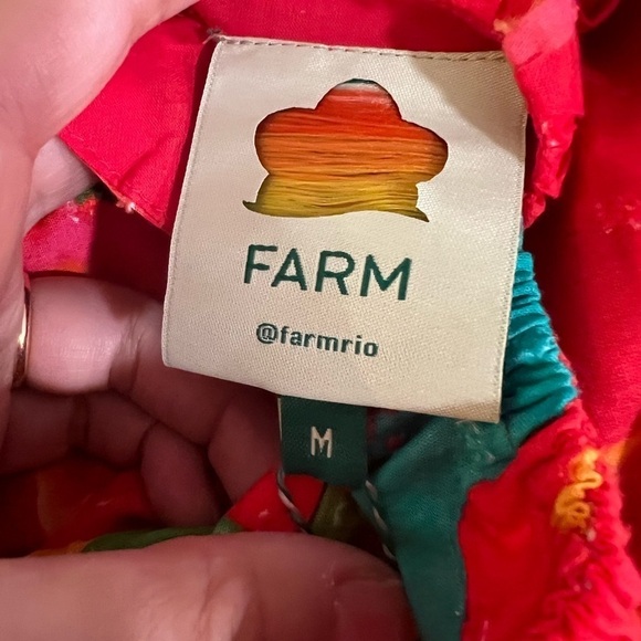 NWT FARM RIO Ipanema Ruffled Tropical Printed Midi Red Dress Sz M - Picture 5 of 6